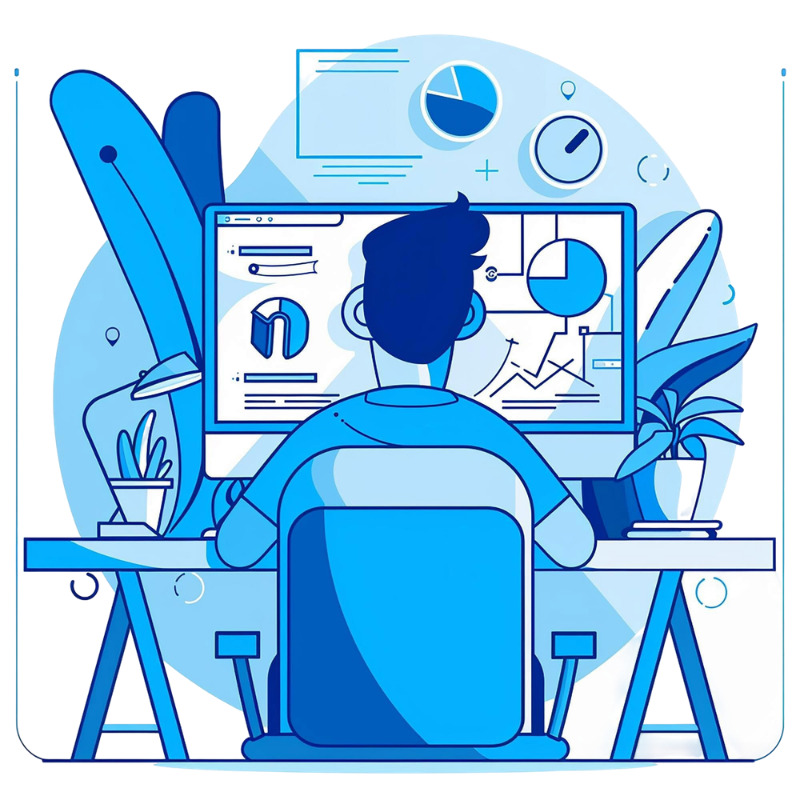 Ilustración de educación online para crear un negocio digital desde cero