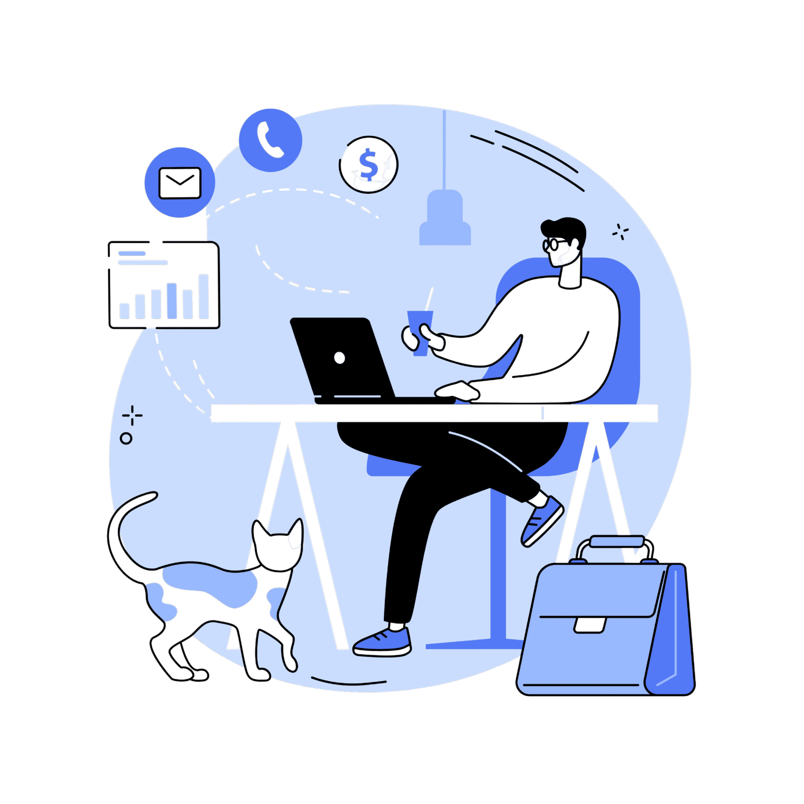 Emprendedor trabajando en su negocio online para emprender en internet.